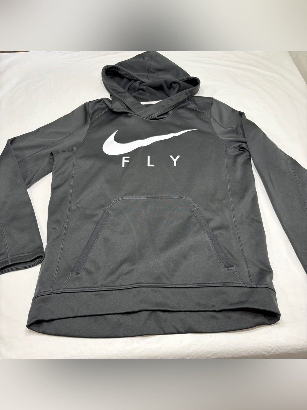 Nike Fly Dri Fit Gray Long Sleeve Pullover Hoodie Sweatshirt Men’s Medium